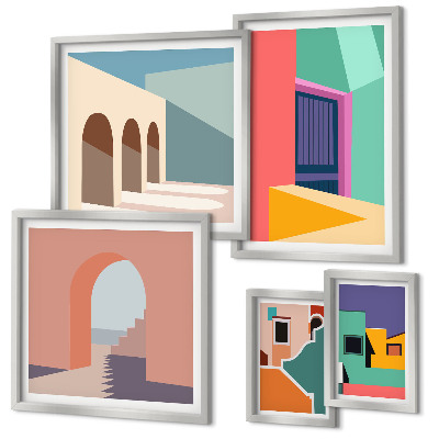 Galeria de parede Ilustrações coloridas da cidade