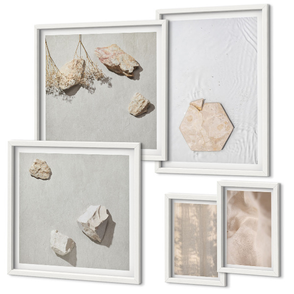 Parede galeria de quadros Texturas naturais sutis em estilo boho
