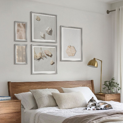 Parede galeria de quadros Texturas naturais sutis em estilo boho