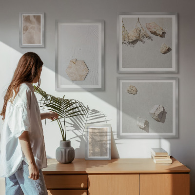 Parede galeria de quadros Texturas naturais sutis em estilo boho