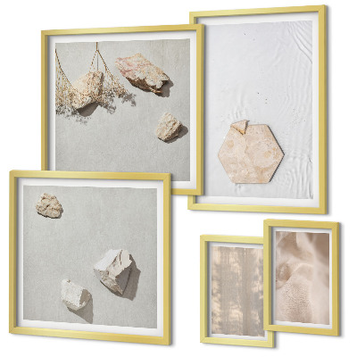 Parede galeria de quadros Texturas naturais sutis em estilo boho