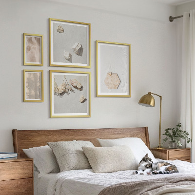 Parede galeria de quadros Texturas naturais sutis em estilo boho