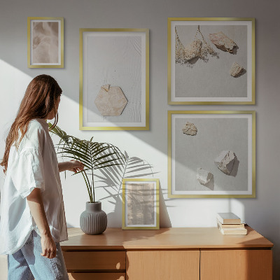Parede galeria de quadros Texturas naturais sutis em estilo boho