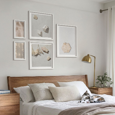 Parede galeria de quadros Texturas naturais sutis em estilo boho