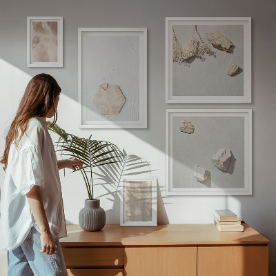 Parede galeria de quadros Texturas naturais sutis em estilo boho