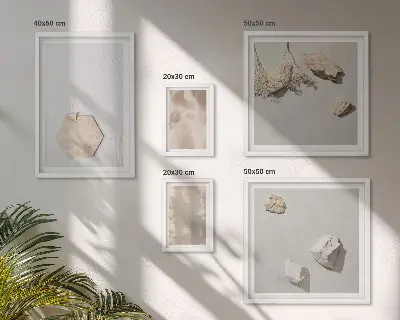 Galeria de quadros para parede com texturas naturais sutis em estilo boho