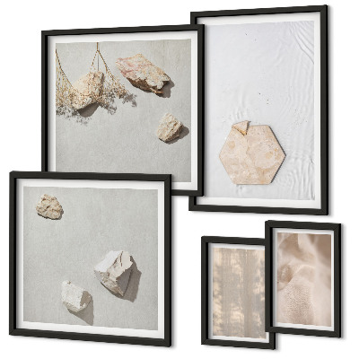 Parede galeria de quadros Texturas naturais sutis em estilo boho