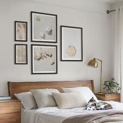 Parede galeria de quadros Texturas naturais sutis em estilo boho