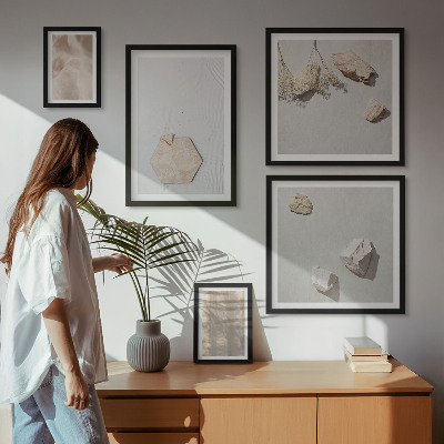 Parede galeria de quadros Texturas naturais sutis em estilo boho