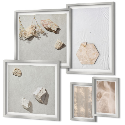 Parede galeria de quadros Texturas naturais sutis em estilo boho