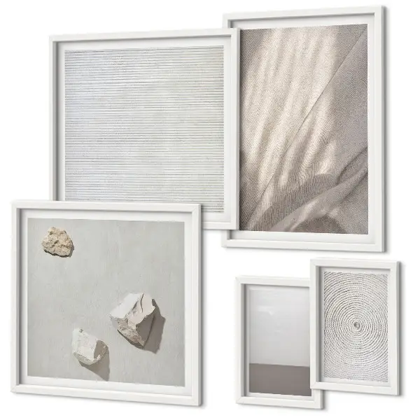 Conjunto de 5 quadros com moldura com estampas de texturas boho delicadas da natureza