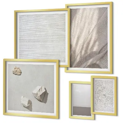 Conjunto de 5 quadros com moldura com estampas de texturas boho delicadas da natureza