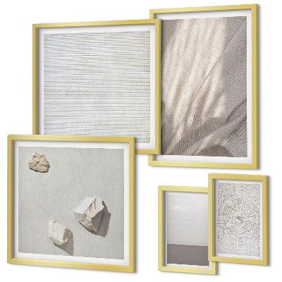 Conjunto de 5 quadros com moldura Texturas boho delicadas da natureza