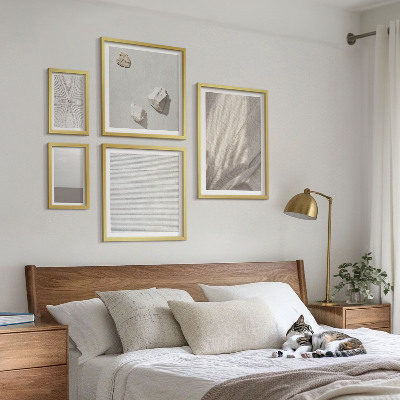 Conjunto de 5 quadros com moldura Texturas boho delicadas da natureza