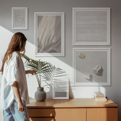 Conjunto de 5 quadros com moldura Texturas boho delicadas da natureza