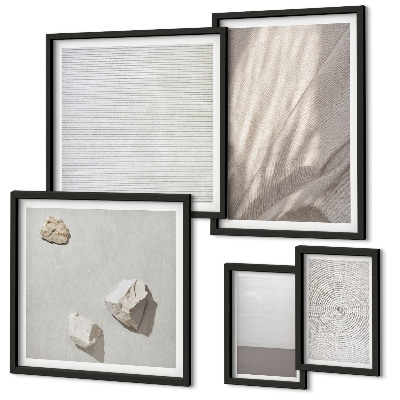 Conjunto de 5 quadros com moldura Texturas boho delicadas da natureza