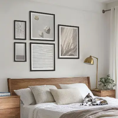 Conjunto de 5 quadros com moldura com estampas de texturas boho delicadas da natureza