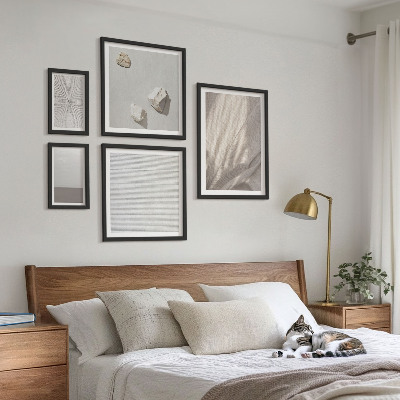Conjunto de 5 quadros com moldura Texturas boho delicadas da natureza