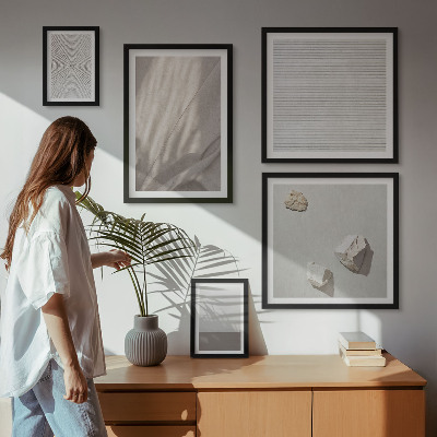 Conjunto de 5 quadros com moldura Texturas boho delicadas da natureza