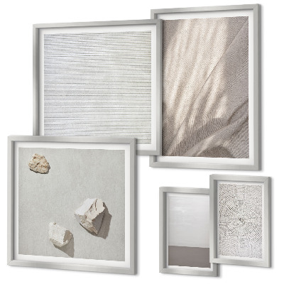 Conjunto de 5 quadros com moldura Texturas boho delicadas da natureza