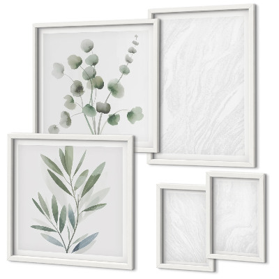 Conjunto de 5 quadros decorativos Estrutura elegante de galhos de mármore