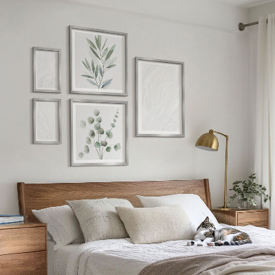 Conjunto de 5 quadros decorativos Estrutura elegante de galhos de mármore