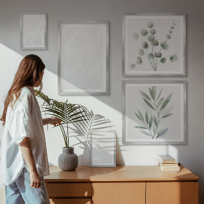 Conjunto de 5 quadros decorativos Estrutura elegante de galhos de mármore