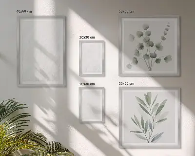 Conjunto de 5 quadros decorativos com estampa elegante de galhos de mármore