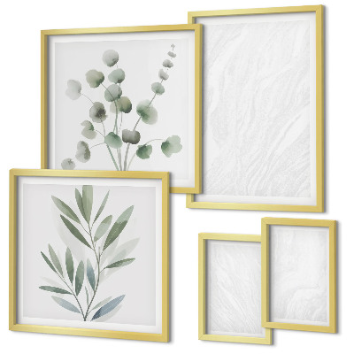 Conjunto de 5 quadros decorativos Estrutura elegante de galhos de mármore