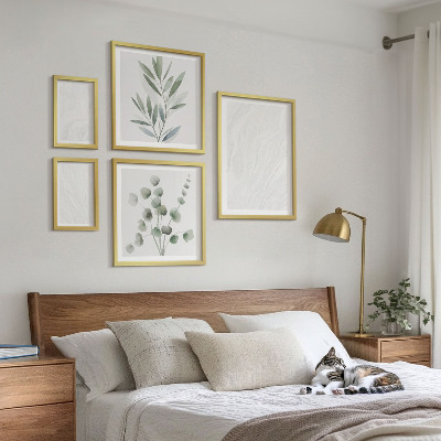 Conjunto de 5 quadros decorativos Estrutura elegante de galhos de mármore