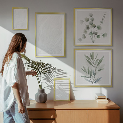 Conjunto de 5 quadros decorativos Estrutura elegante de galhos de mármore