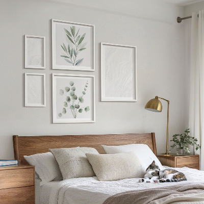 Conjunto de 5 quadros decorativos Estrutura elegante de galhos de mármore