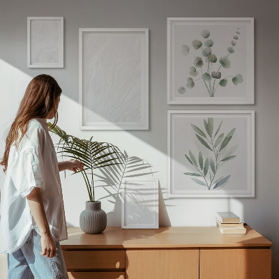 Conjunto de 5 quadros decorativos Estrutura elegante de galhos de mármore