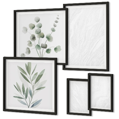 Conjunto de 5 quadros decorativos Estrutura elegante de galhos de mármore