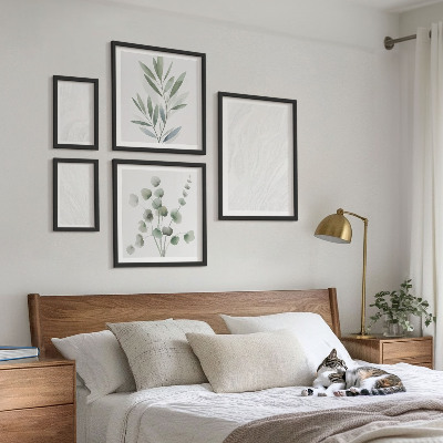 Conjunto de 5 quadros decorativos Estrutura elegante de galhos de mármore