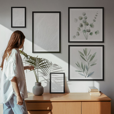 Conjunto de 5 quadros decorativos Estrutura elegante de galhos de mármore