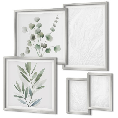 Conjunto de 5 quadros decorativos Estrutura elegante de galhos de mármore
