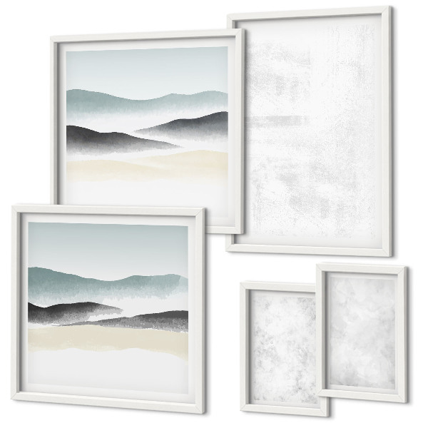 Parede galeria de quadros fundo abstrato com manchas brancas