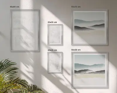 Galeria de quadros para parede com fundo abstrato em manchas brancas