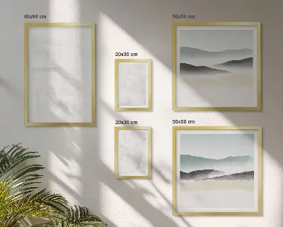 Galeria de quadros para parede com fundo abstrato em manchas brancas