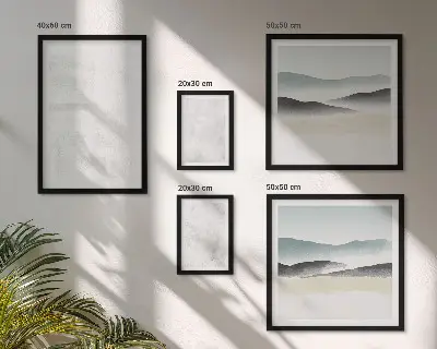 Galeria de quadros para parede com fundo abstrato em manchas brancas