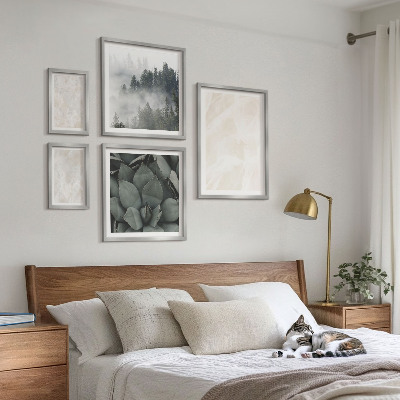 Conjunto de 5 quadros com moldura Estruturas de pedra em tons pastel