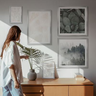 Conjunto de 5 quadros com moldura Estruturas de pedra em tons pastel