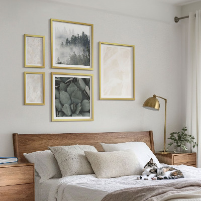 Conjunto de 5 quadros com moldura Estruturas de pedra em tons pastel