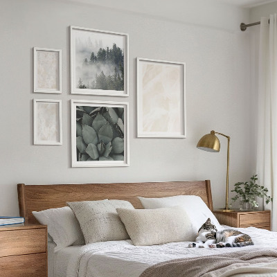 Conjunto de 5 quadros com moldura Estruturas de pedra em tons pastel