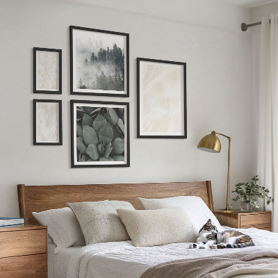 Conjunto de 5 quadros com moldura Estruturas de pedra em tons pastel