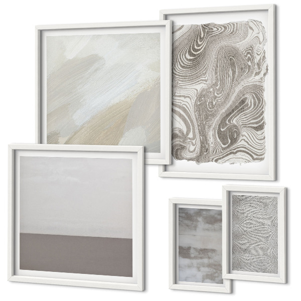 Conjunto de 5 quadros decorativos Padrões abstratos industriais