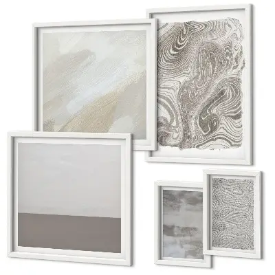Conjunto de 5 quadros decorativos com padrões abstratos industriais
