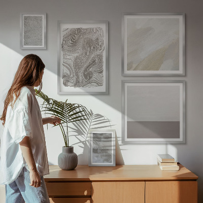 Conjunto de 5 quadros decorativos Padrões abstratos industriais