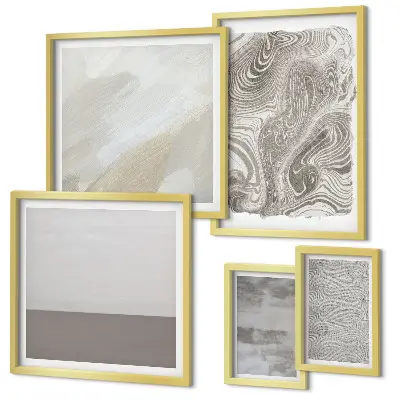 Conjunto de 5 quadros decorativos com padrões abstratos industriais